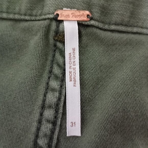 Free People Green Pacific Womens Green Cropped Cotton Pants Size 31 - Picture 3 of 11